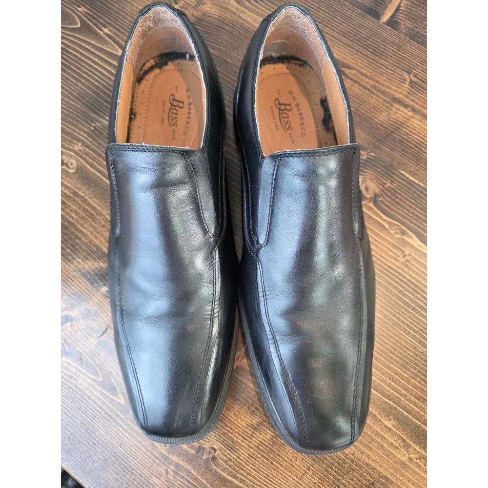 GH Bass & Co Glenn Men's Dress Shoes Size 11.5 M Black Leather Slip On Loafers - Picture 7 of 13